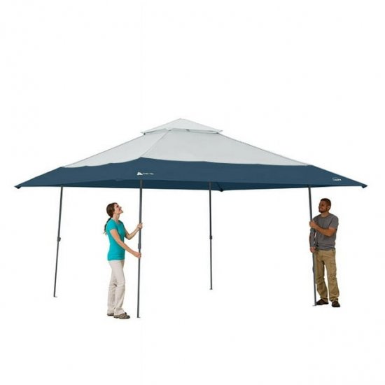 Ozark Trail 14\' x 14\' Instant Lighted Canopy for Camping - Blue, Gray