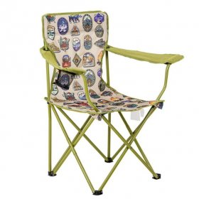 Ozark Trail Camp Chair, Green with Camping Patches, Adult, 5.07 Pounds