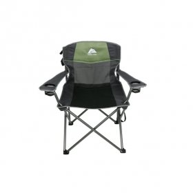 Ozark Trail Big and Tall Chair with Cup Holders, Green for Outdoor, Adult, Weighs 10lbs