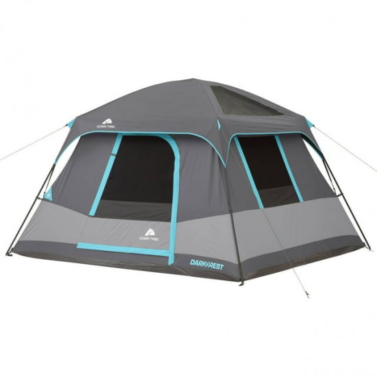 Ozark Trail 10\' x 9\' 6-Person Dark Rest Cabin Tent w/Skylight Ceiling Panels, 15.4 lbs