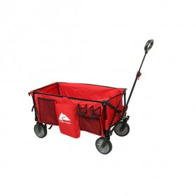 Ozark Trail Camping Utility Wagon with Tailgate & Extension Handle, Red, Polyester