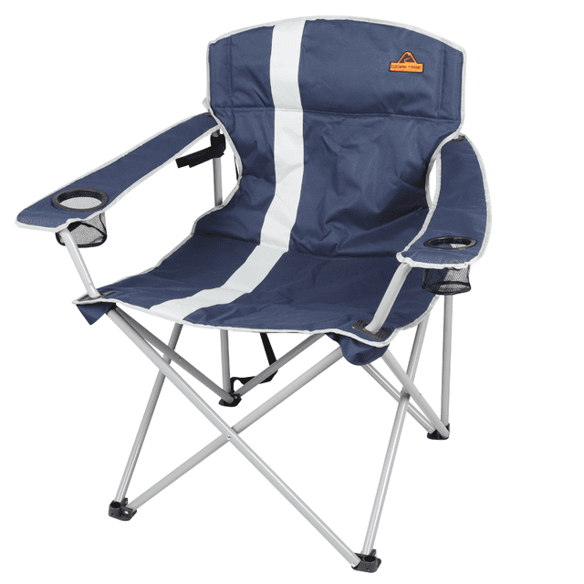 Ozark Trail Big and Tall Chair with Cup Holders, Blue, Adult